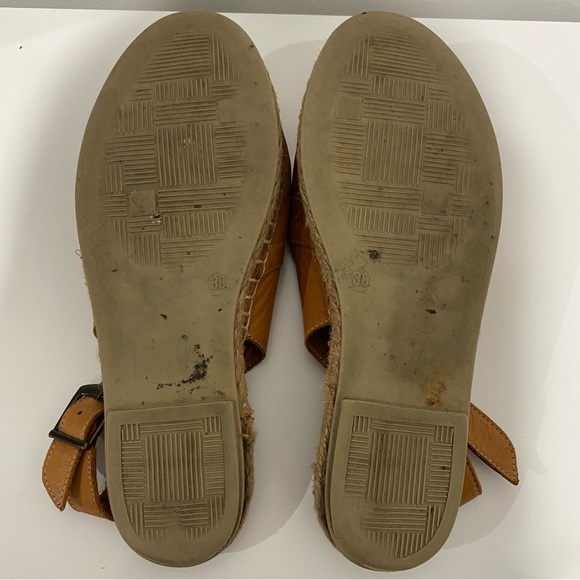 ISABELLA ROSSI Size 38 AU 7 Brown Tan Leather Espadrilles Sandals Flats - Picture 6 of 8